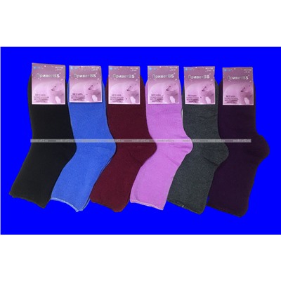 Термоноски женские шерсть + ангора внутри махра со слабой резинкой однотонные