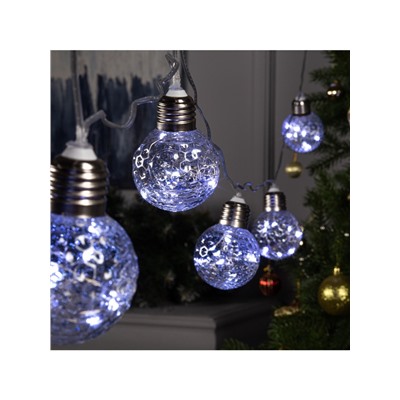 Гирлянда «Нить» 3 м с насадками «Лампочки шары», IP20, прозрачная нить, 80 LED, свечение белое, 8 режимов, 220 В