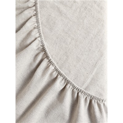 Простыня на резинке евро SL Home Linen collection, 200×200+30 см, серая, полулён