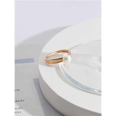 Кольцо из золочёного серебра с культ. жемчугом и фианитами 925 пробы 1-300з1005