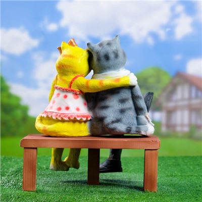 Садовая фигура из полистоуна «Коты на лавке», 40×18×40 см