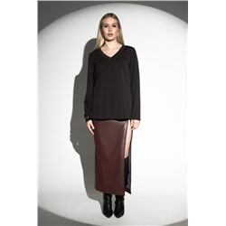 Лонгслив с V- образным вырезом (Черный)