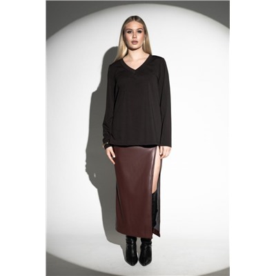 Лонгслив с V- образным вырезом (Черный)