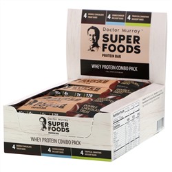 Dr. Murray's, Superfoods Protein Bars, Whey Protein Combo Pack, 12 Bars, 2.05 oz (58 g) Each