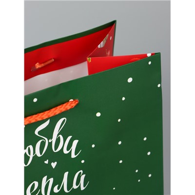 Пакет подарочный новогодний ламинированный «Лисёнок», 26×32×12 см