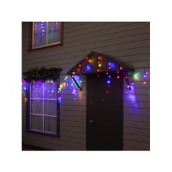 Гирлянда «Бахрома» 6×0.7 м, IP44, УМС, тёмная нить, 120 LED, свечение мульти, 220 В