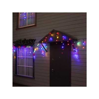 Гирлянда «Бахрома» 6×0.7 м, IP44, УМС, тёмная нить, 120 LED, свечение мульти, 220 В