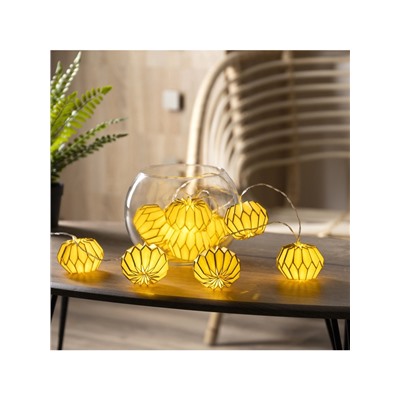 УЦЕНКА Гирлянда «Нить» 2 м с насадками «Белый фонарик», IP20, прозрачная нить, 10 LED, от батареек AAх2, свечение тёплое белое