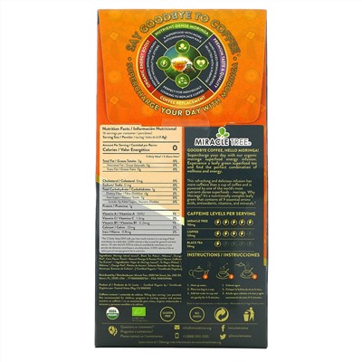 Miracle Tree, Organic Moringa Superfood Energy Infusion, Moringa Orange & Passionfruit Tea, 1.01 oz (28.8 g)
