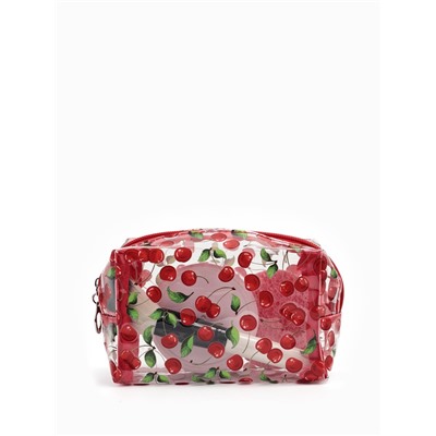 Косметичка женская Cherry, для бассейна, на молнии, прозрачная, красная