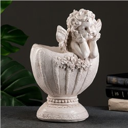 Декоративное кашпо для цветов «Ангел в вазе», 1.2 л, 20×35×23 см, гипс, белое