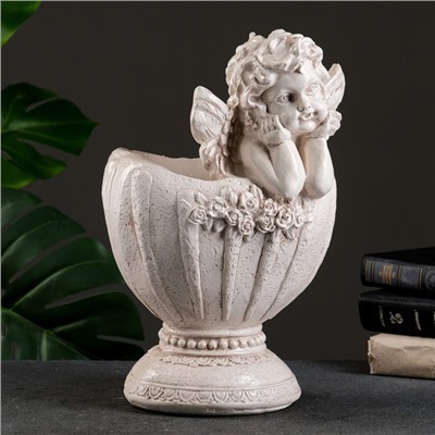 Декоративное кашпо для цветов «Ангел в вазе», 1.2 л, 20×35×23 см, гипс, белое