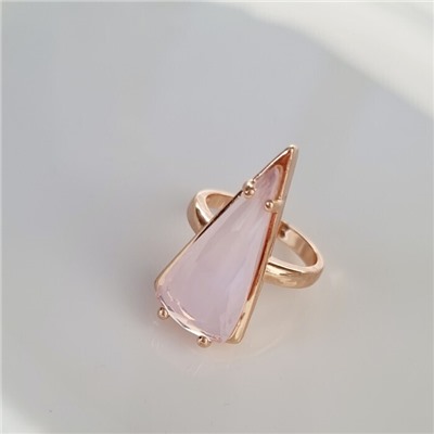Кольцо 19 р ювелирная бижутерия коллекция "Дубай", покрытие позолота, вставка: фианит, цвет: нежный розовый, арт.414.156-19