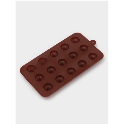 Форма для конфет и шоколада Доляна «Трюфель», силикон, 20.5×10.5 см, 15 ячеек (d=2.2 см), коричневая