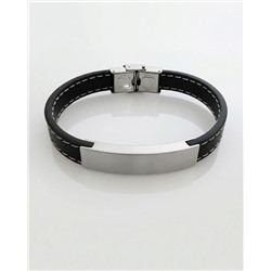 Браслет из стали на кожаном ремешке