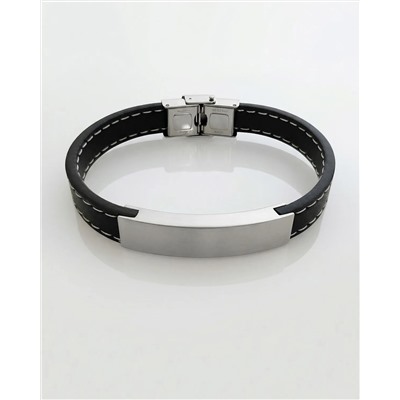 Браслет из стали на кожаном ремешке