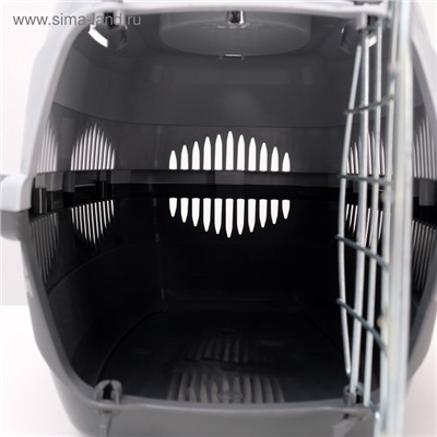 Переноска для животных до 12 кг «Пижон», 49×33×32 см, металлическая дверь, пластик, серая