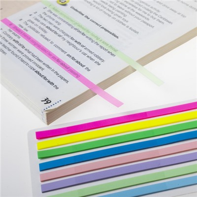 Закладки-текстовыделители с клеевым краем 135х5мм 8цв.х20шт "NEON.MIX" пластик,европодв. 090308 Хатбер