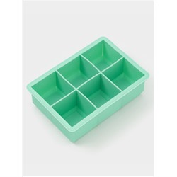 Форма для льда Доляна «Кубик», силикон, 16×11×4.8 см, 6 ячеек (4.6×4.6 см), бирюзовая