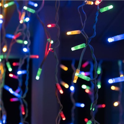Гирлянда "Бахрома" 3 х 0.9 м , IP65, УМС, белая нить каучук, 144 LED, свечение мульти, 220 В