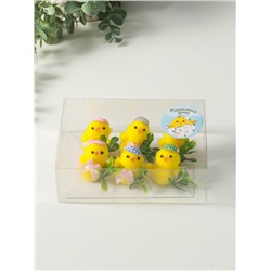 Фигурка пасхальная «Цыпленок в шляпке и тремя яичками», набор 6 шт., 5.5×12.5×18 см