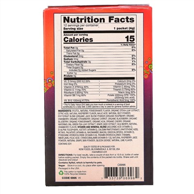 Now Foods, Real Food, Slender Sticks, со вкусом граната и ягод, 12 стиков, по 4 г (0,14 унции)
