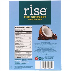 Rise Bar, THE SIMPLEST PROTEIN BAR, Chocolatey Coconut, 12 Bars, 2.1 oz (60 g) Each