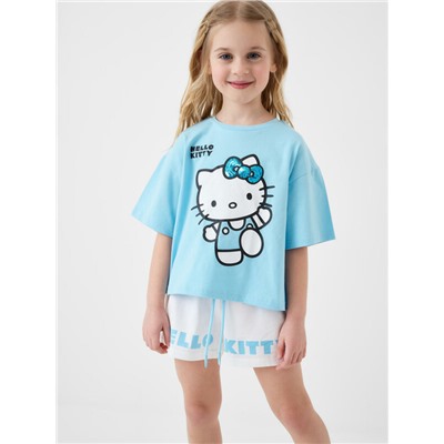 Комплект трикотажный для девочек: фуфайка (футболка), шорты