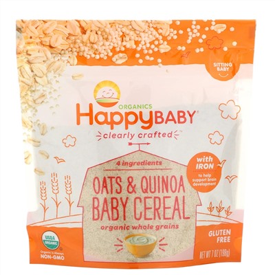 Happy Family Organics,  Clearly Crafted, каша для детей, овсянка и киноа, 198 г (7 унций)