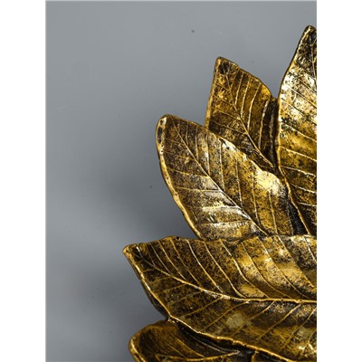УЦЕНКА Подставка для мелочей «Пара ежей на тарелке из листьев», под золото, 24×24×6.5 см