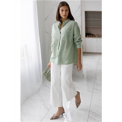 Блузка свободная с карманом из 100% хлопка