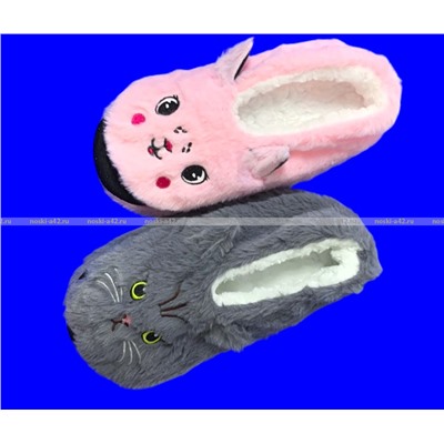 2 ПАРЫ - ПОДАРОЧНЫЙ НАБОР Носки-ТАПОЧКИ с мехом Мордочки женские