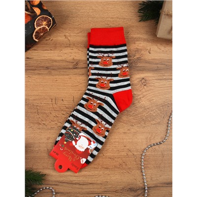 Носки р. 35-40 Новый год  / L826 /уп 10/400/1200/ ОДНА ПАРА/ МАРКА