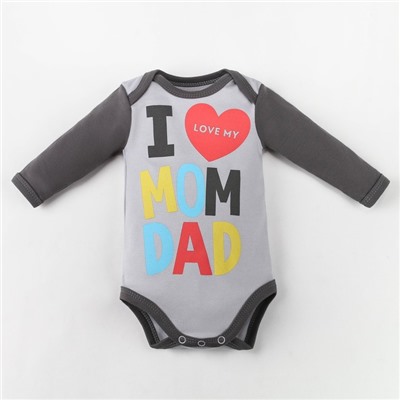Боди Крошка Я Mum and Dad, рост 80-86 см, серое
