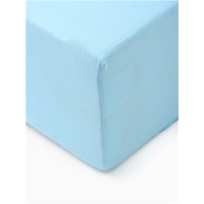 Простыня на резинке 2-спальная KUPU-KUPU, 180×200+20 см, голубая, трикотаж