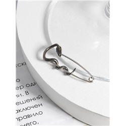 Булавка из серебра с фианитами родированная - Змея Бр-16рч