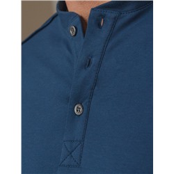 Тонкий лонгслив с круглым воротом на пуговицах из премиального хлопка с эластаном