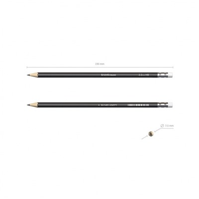 Карандаш черногр. 45605 Jet Black с ластиком НВ ErichKrause