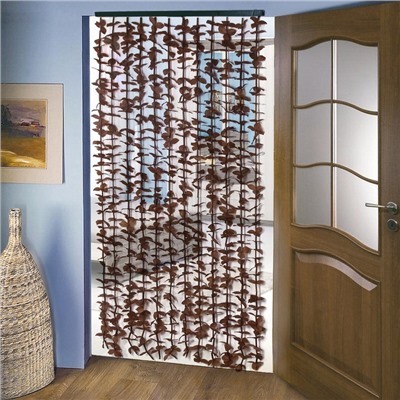 Штора - занавеска декоративная «Листики», 90×170 см, зигзаг, 12 нитей, кофейная