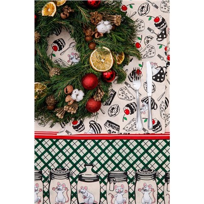 Скатерть Мари Санна Мыши в банках 150х180 НАТАЛИ, 730017