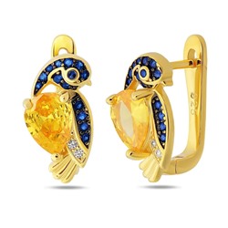 Серьги, синт.сапфир, BY-5965