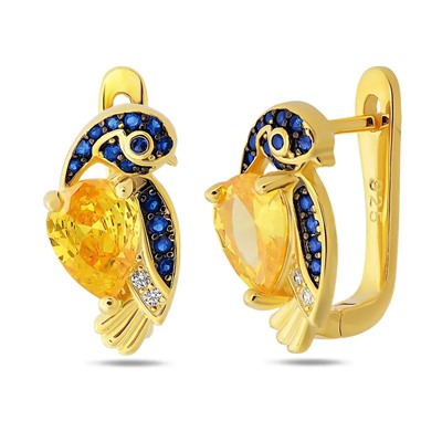 Серьги, синт.сапфир, BY-5965