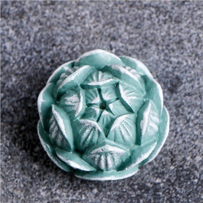 Подставка для благовоний палочек «Лотос», гипс, серо-зеленый, белый, 5×6 см