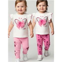 Брюки детские трикотажные для девочек (легинсы), 2 пары в комплекте