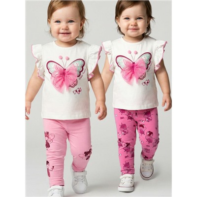 Брюки детские трикотажные для девочек (легинсы), 2 пары в комплекте