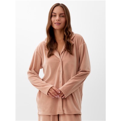 Пижама женская (рубашка, брюки) KAFTAN Plushy, размер 52-54, бежевая