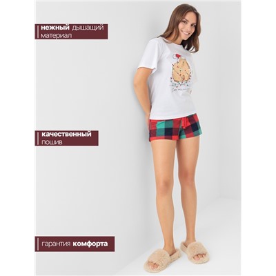 Пижама новогодняя женская (футболка, шорты) KAFTAN Cappy, размер 40-42