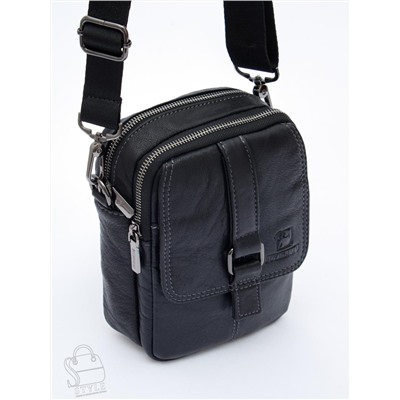 Сумка мужская кожаная 8612S black Fuzhiniao в Новосибирске