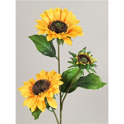 Цветок искусственный Подсолнух 90 см 2 цветка d 15, 1 цветок d 6 / 149NA-35 /уп 120/480/