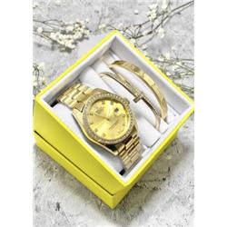 Подарочный набор для женщин часы, 2 браслета + коробка #22852981